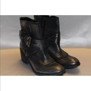 Donald J Pliner pewter leather Moto biker boots